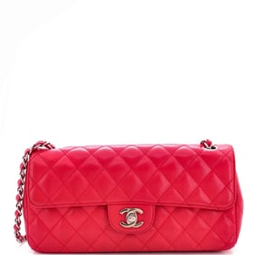 CHANEL CLASSIC EAST-WEST SINGLE FLAP  RED CAVIAR Q