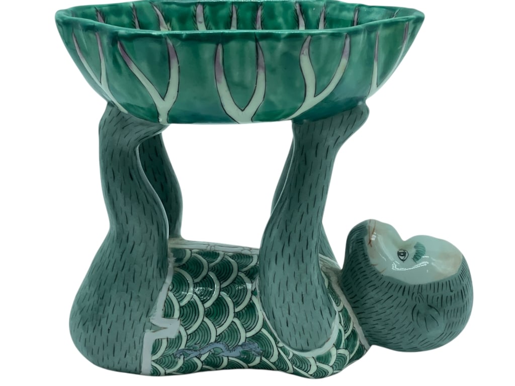 CHINOISERIE ASIAN PORCELAIN MONKEY LOTUS BOWL 8" (1 of 9)