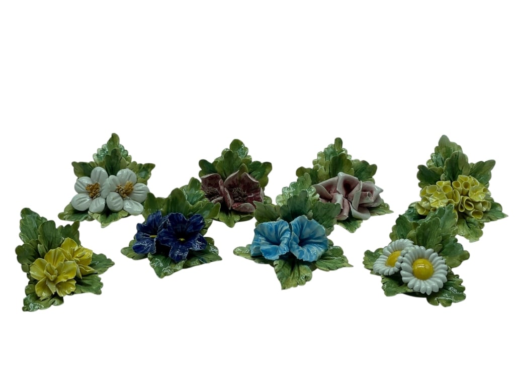 8 ITALIAN HAND-PAINTED PORCELAIN FLOWER FIGURINES (1 of 6)