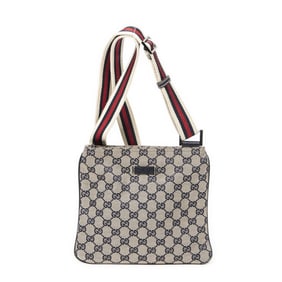 GUCCI WEB SMALL FLAT CROSSBODY BEIGE/NAVY MONOGRAM