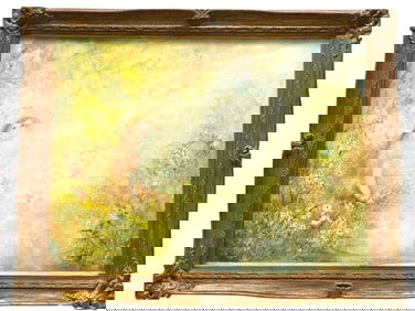 LITTLE GIRL BY GARDEN SIGNED HOPKINS 47"