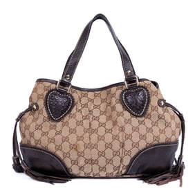 GUCCI TRIBECA TOTE  BEIGE/DARK BROWN MONOGRAMMED C