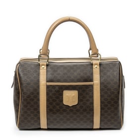 CELINE SMALL BOSTON BROWN MACADAM COATED CANVAS GO