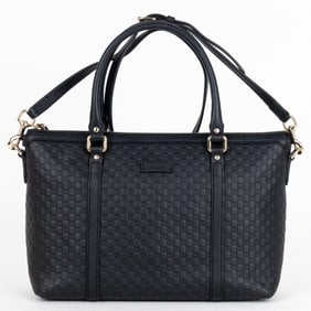 GUCCI CONVERTIBLE SATCHEL  BLACK MICROGUCCISSIMA L