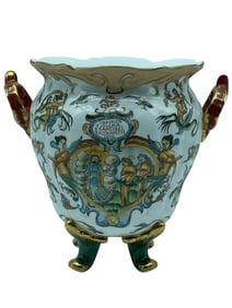 ITALIAN MAIOLICA-STYLE FOOTED VASE 10"