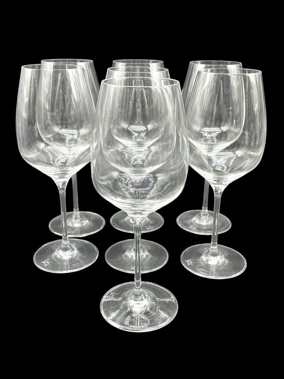 7 EISCH SUPERIOR RED WINE GLASSES 10.5": SET OF 7 EISCH SENSISPLUS SUPERIOR RED WINE GLASSES, 10.5" TALL -This is a magnificent set of six Eisch SensisPlus Superior Red Wine Glasses from the acclaimed German crystal glassworks, Eisch Glashü