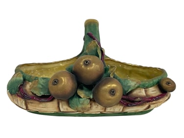 MAJOLICA STYLE FRUIT BASKET CENTERPIECE 10"