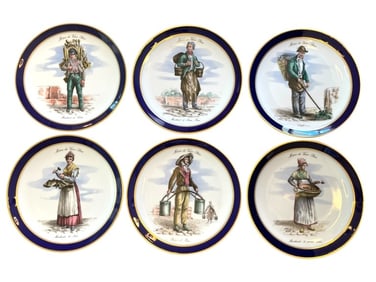 6 ECHT COBALT SCHUMANN PLATES 7"