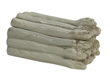 WHITE CERAMIC ASPARAGUS COVERED DISH 5"