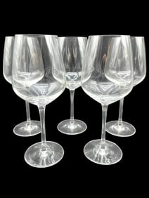 SET OF 5 MODERN STEMMED WHITE WINE GLASSES
