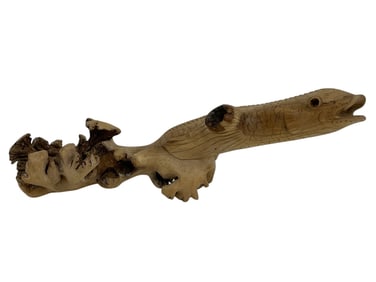 CARVED BURL WOOD FISH SCULPTURE 13"