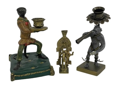 3 METAL MONKEY & FIGURAL PIECES