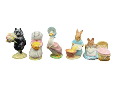 SET OF 5 BESWICK BEATRIX POTTER FIGURINES 4"