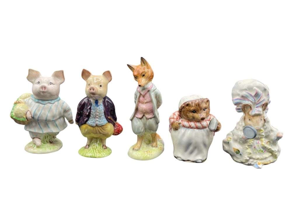 SET OF 4 BESWICK BEATRIX POTTER FIGURINES 4": SET OF 4 BESWICK BEATRIX POTTER FIGURINES – ENGLAND -Very good pre owned condition -Set of 4 -Approx 4" -Charming set of Beswick Beatrix Potter figurines, each hand-painted in vibrant glaze and craf