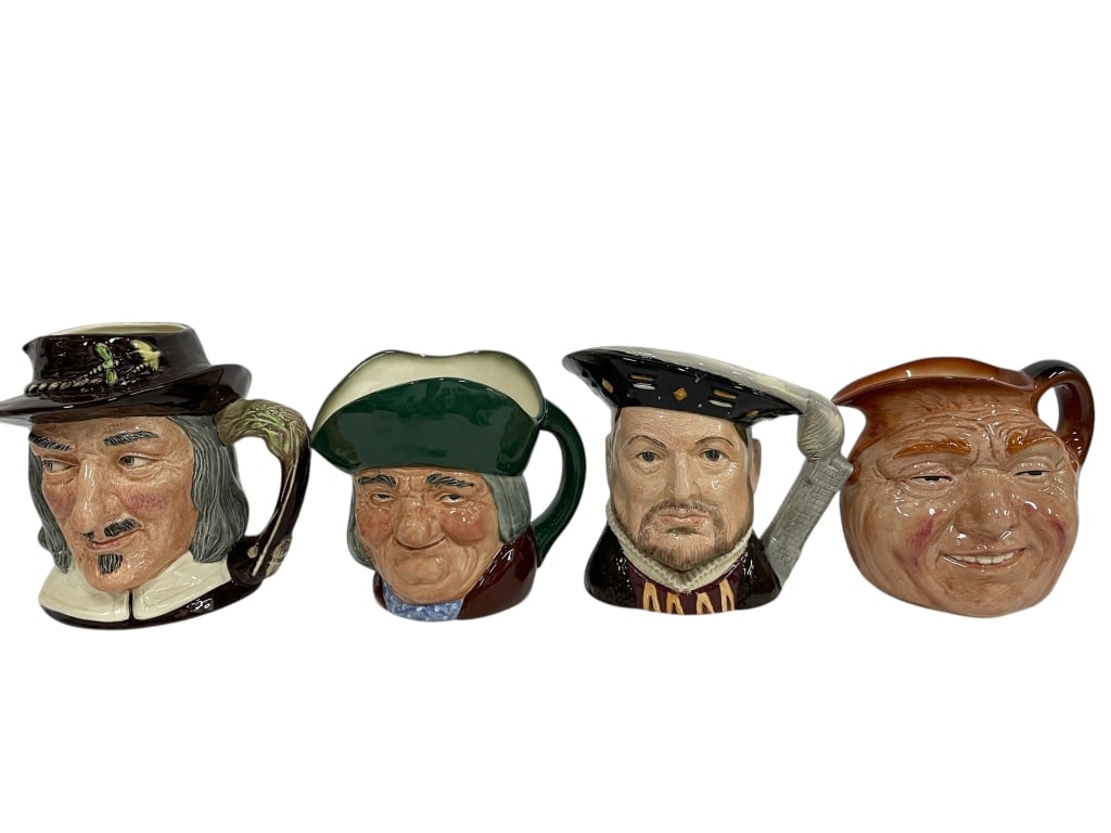 4 ROYAL DOULTON CHARACTER JUGS: 4 ROYAL DOULTON CHARACTER JUGS -Very good pre owned condition -Set of 4 -Fantastic set of four vintage Royal Doulton character jugs, each hand-painted in rich colors and full of personality. These col