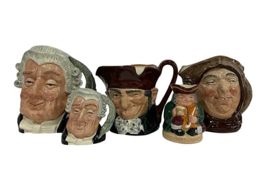5 VINTAGE ROYAL DOULTON CHARACTER JUGS