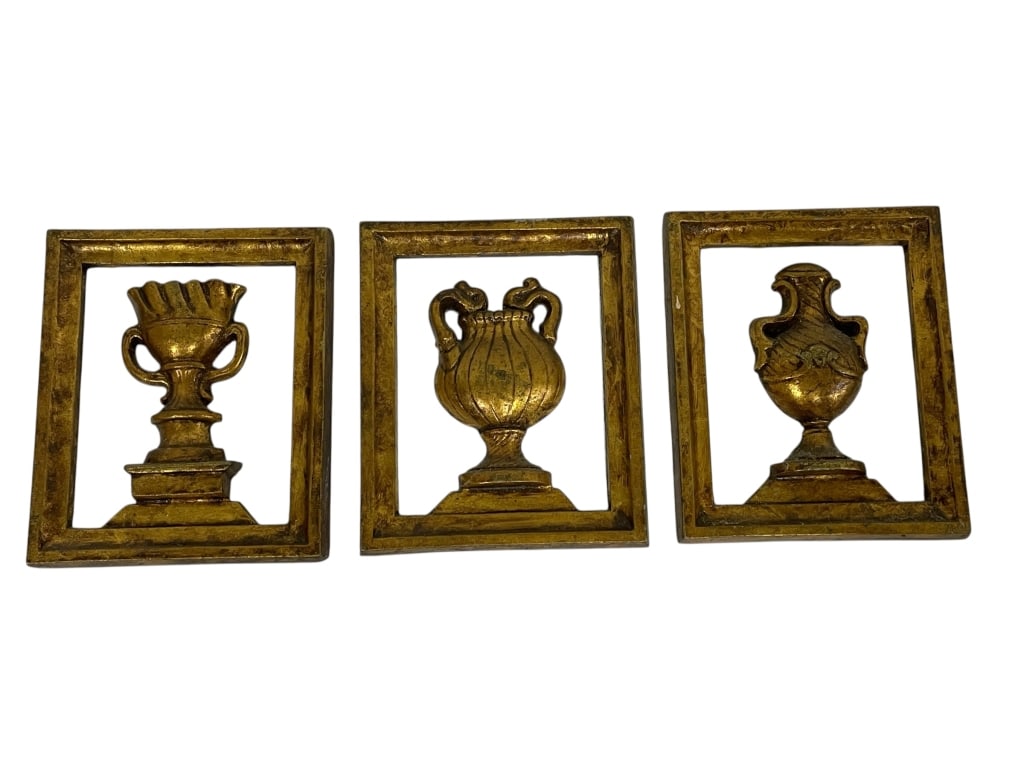 3 SEXTON VINTAGE GILT WALL PLAQUES 5" (1 of 6)