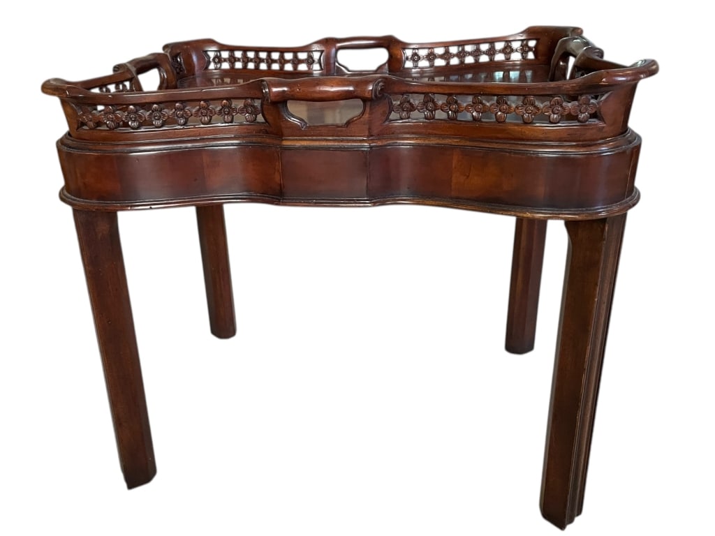 THEODORE ALEXANDER CARVED TRAY TOP TABLE 24" (1 of 8)