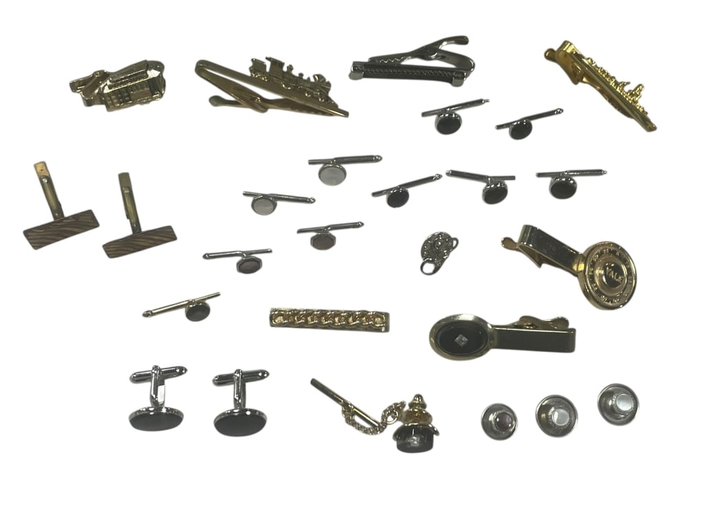 HUGE LOT OF CUFFLINKS & TIE CLIPS FANCY UNIQUE FUN (1 of 7)