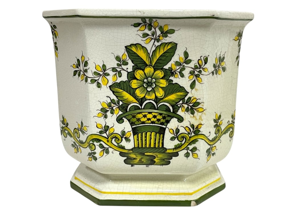 ITALIAN HAND-PAINTED MAJOLICA CACHEPOT 11" (1 of 9)