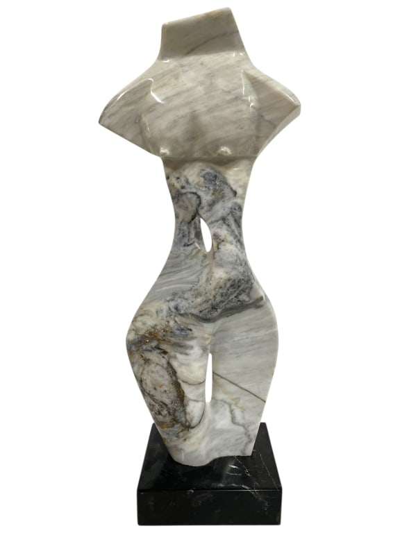 MODERNIST MARBLE  FEMALE TORSO SCULPTURE 24" (1 of 5)