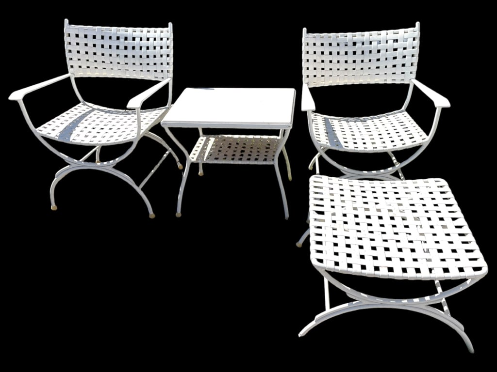 4 PC VINTAGE  MID MOD WHITE LATTICE PATIO SET (1 of 8)