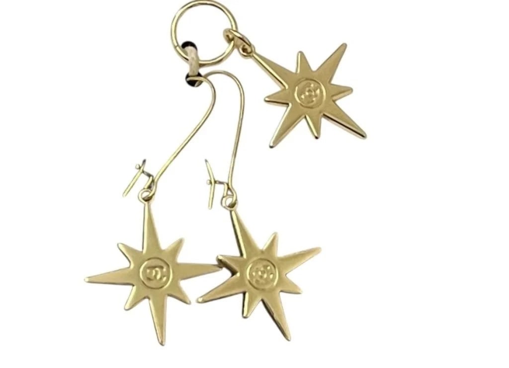 CHANEL STARBURST EXPLOSION GOLD CHARM PENDANT & ER (1 of 7)