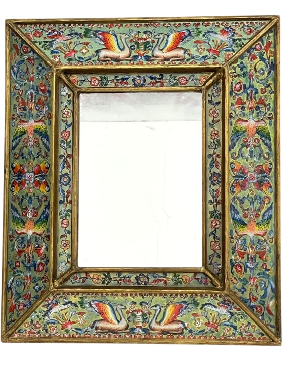 HAND-PAINTED BAROQUE-STYLE WALL MIRROR 17" (1 of 7)