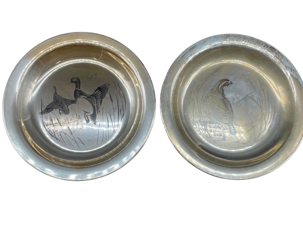 FRANKLIN MINT STERLING GAME BIRD PLATES 430 G (1 of 6)