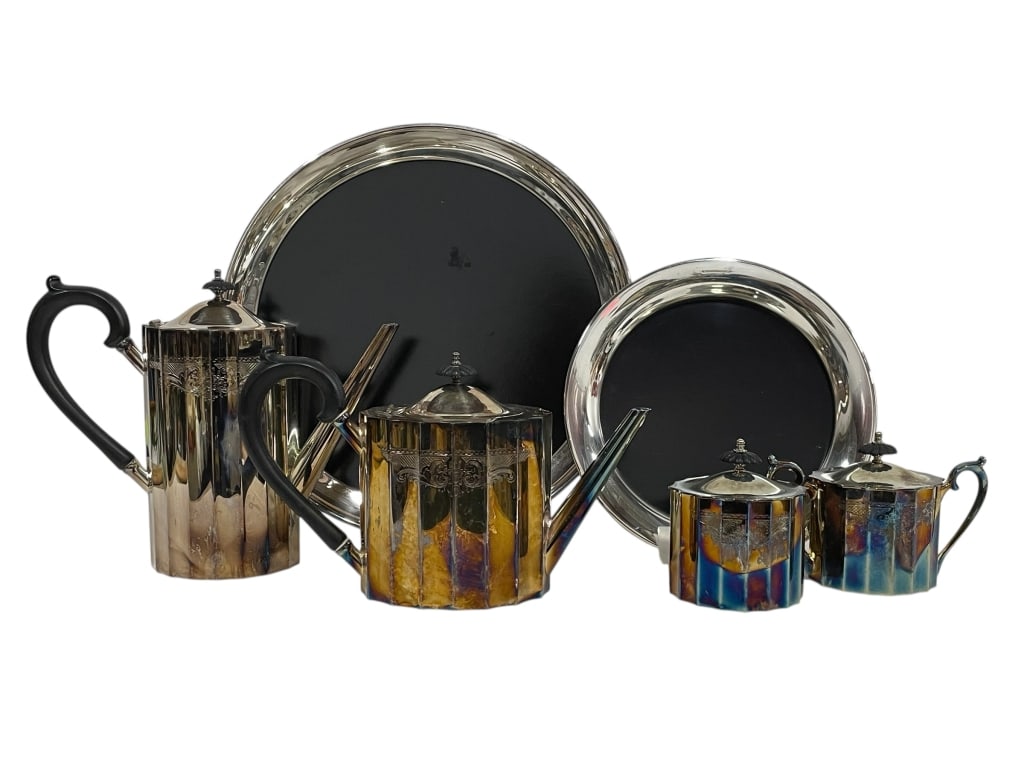 VINTAGE SILVERPLATE TEA & COFFEE SERVICE LOT 6PCS (1 of 9)