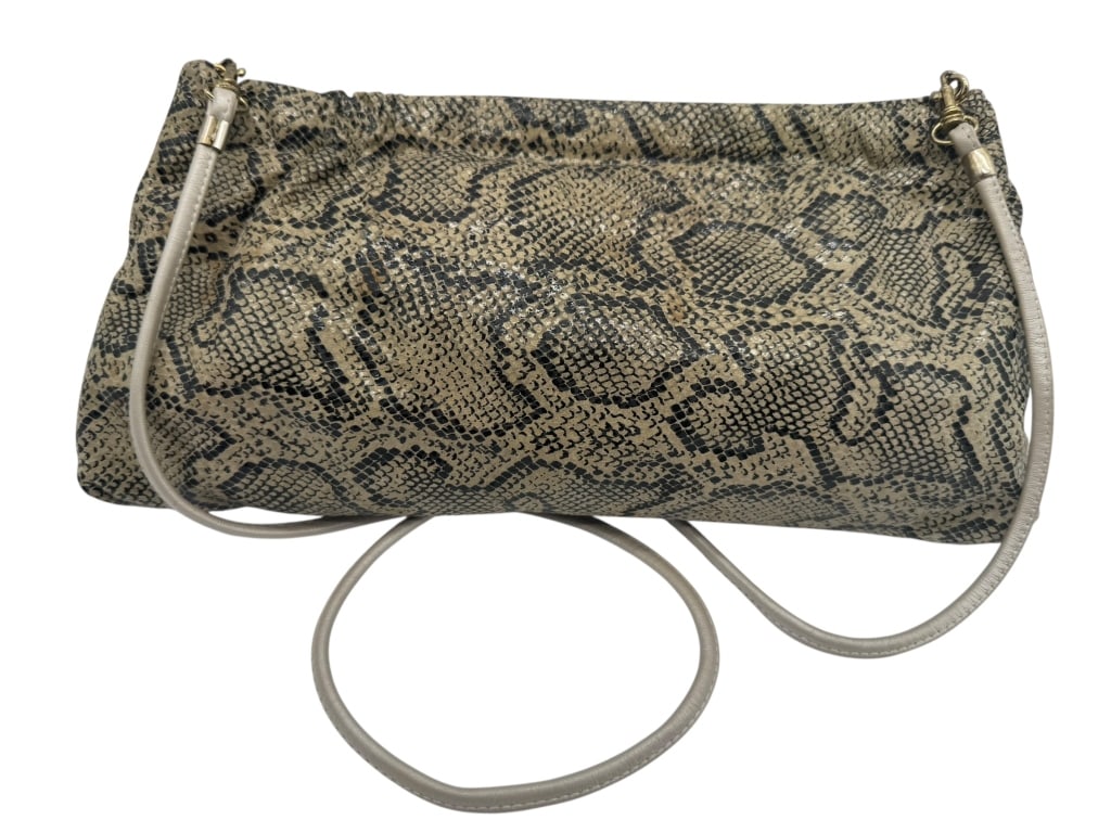 VINTAGE PYTHON-PRINT CLUTCH SHOULDER BAG (1 of 2)