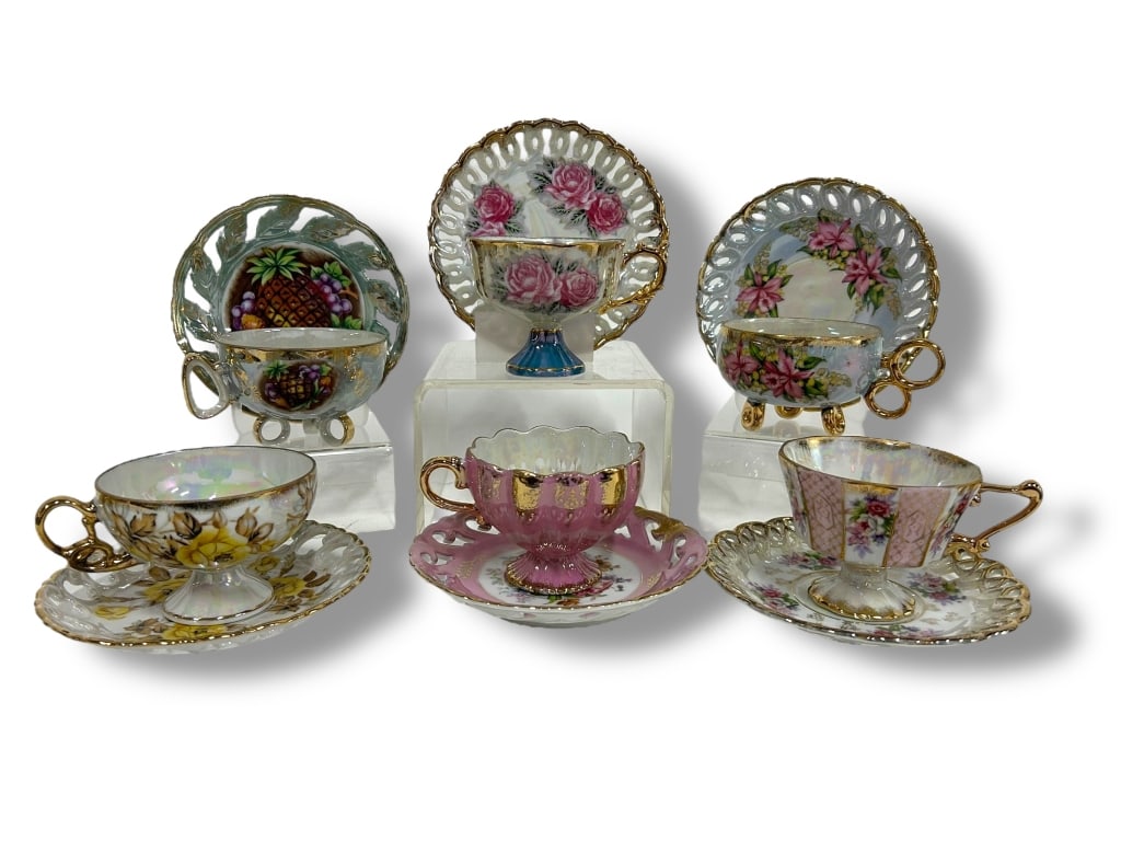 VINTAGE LUSTERWARE TEA CUP SET OF 6 (1 of 13)