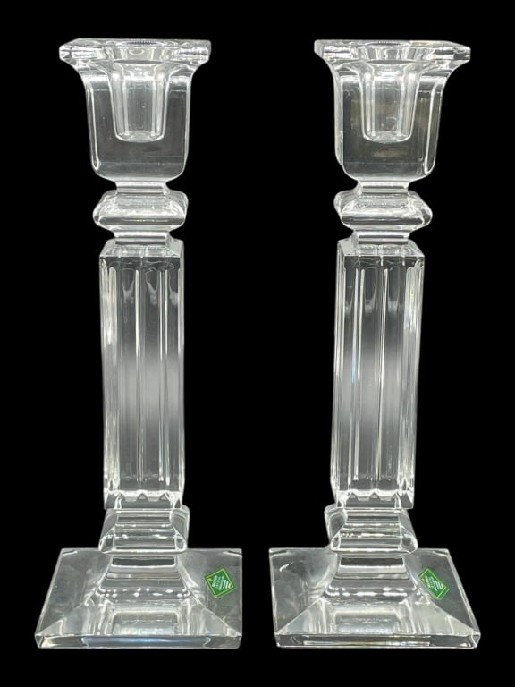 PAIR OF SHANNON CRYSTAL CANDLESTICK HOLDERS 10" (1 of 5)