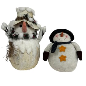 PAIR OF FESTIVE SNOWMAN HOLIDAY DECOR FIGURES