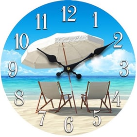 NEW! COASTAL DECORATIVE BEACH CLOCK 13"