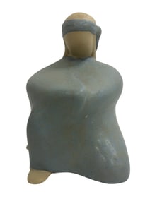 SIGNED JACK BLACK NAVAJO POTTERY SEATED MAN