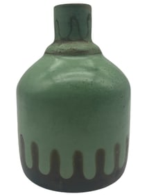 MODERN STYLE GREEN DRIP GLAZE CERAMIC VASE 8"