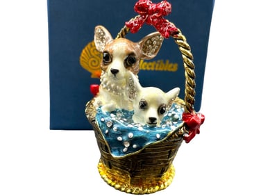 JAY STONGWATER STYLE JEWELED CHIHUAHUA TRINKET BOX