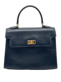 LALO BLACK LIZARD-EMBOSSED LEATHER HANDBAG