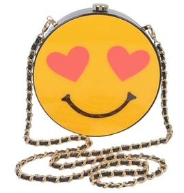 YELLOW HAPPY FACE EMOJI HEART EYES PURSE
