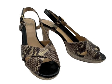AMALFI BY RANGONI SNAKESKIN-PRINT LEATHER SANDALS