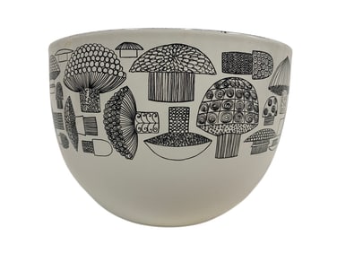 MID-CENTURY MODERN MUSHROOM GRAPHIC ENAMEL BOWL