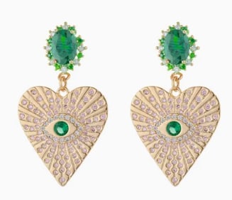NEW!! EYECANDY LOS ANGELES CORAZON EARRINGS GREEN