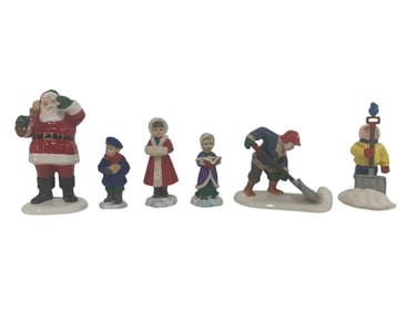 SET OF 6 HOLIDAY CERAMIC FIGURINES