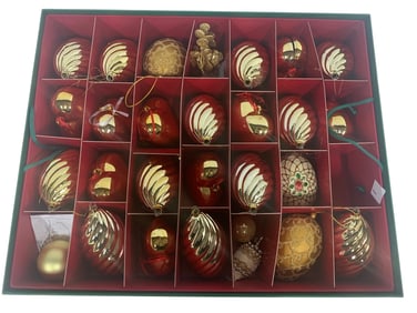SET OF 24 LUXURY RED AND GOLD CHRISTMAS ORNAMENTS