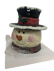 RUSTIC SNOWMAN JAR CANDLE HOLDER IN BOX