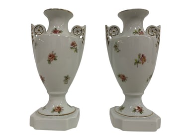 PAIR OF LIMOGES FRANCE PORCELAIN VASES