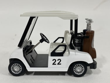 WHITE GOLF CART DIECAST MODEL #22 WITH CLUB BAG