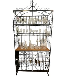 LARGE WROUGHT IRON WINE STORAGE RACK 92"