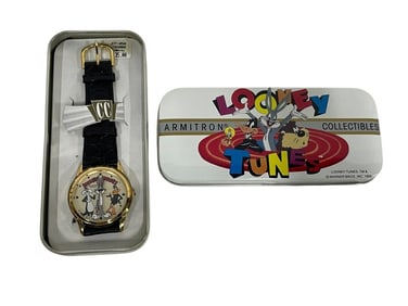 VINTAGE LOONEY TUNES WATCH BY ARMITRON IN TIN BOX